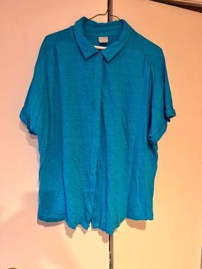 Chico's Teal Relaxed Short-Sleeve Tunic